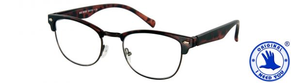 Leesbril Big Boss - Bruin mat met veer - Inclusief een chique bijpassende etui in lederen look